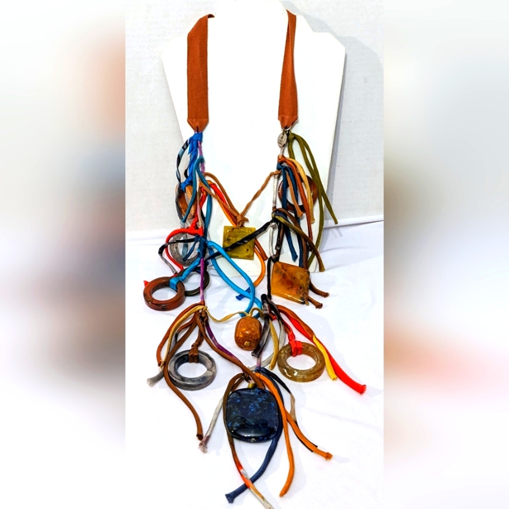 Silvia Tcherassi Rare Gemstone Couture Artisan Modern Art Necklace Avant Garde - Picture 10 of 16